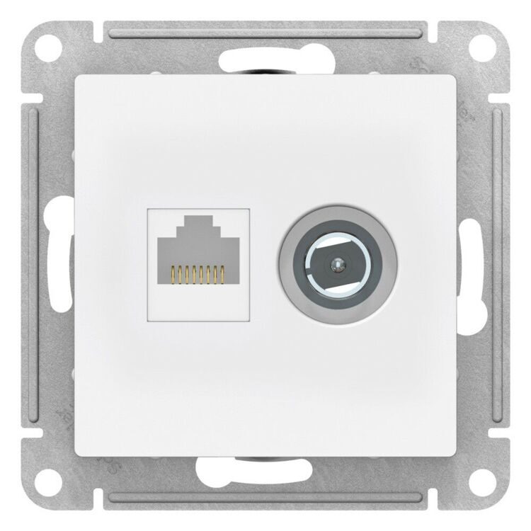 ATN001389 ATLASDESIGN РОЗЕТКА двойная ТВ + компьютерная RJ45, кат. 5Е, ЛОТОС