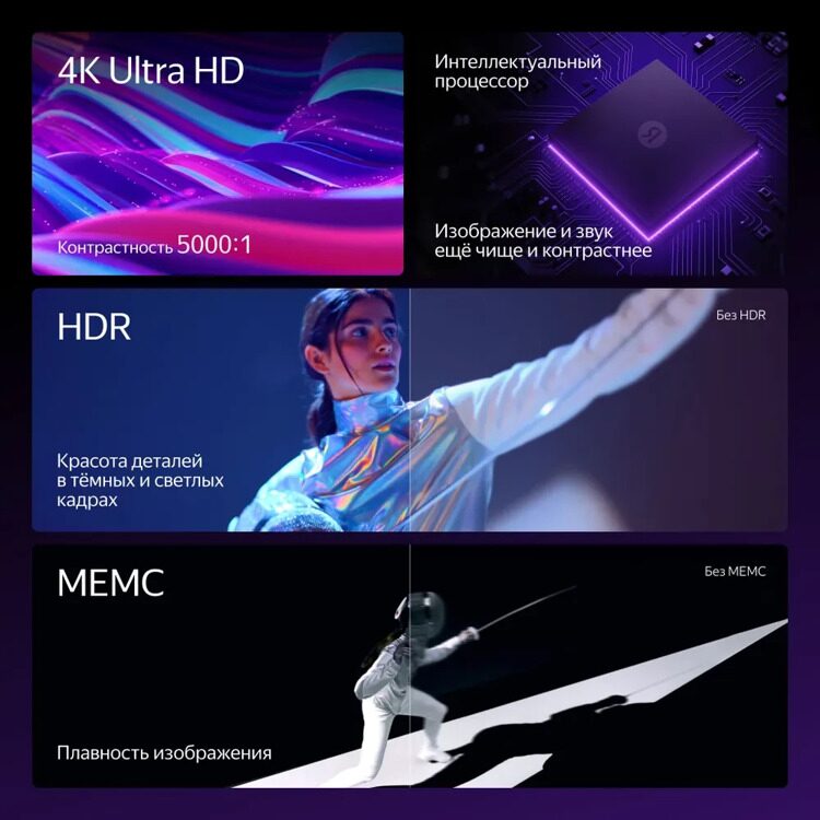 Яндекс Телевизор YNDX-00091K 43" 4K UHD, черный