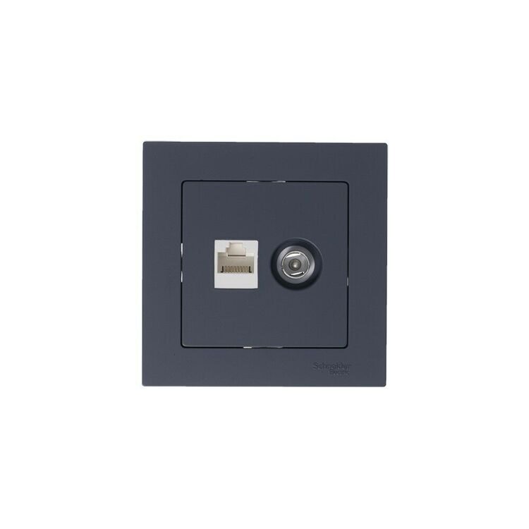 ATN000789 ATLASDESIGN РОЗЕТКА двойная комп+ТВ, RJ45+TV, кат.5E, механизм, ГРИФЕЛЬ
