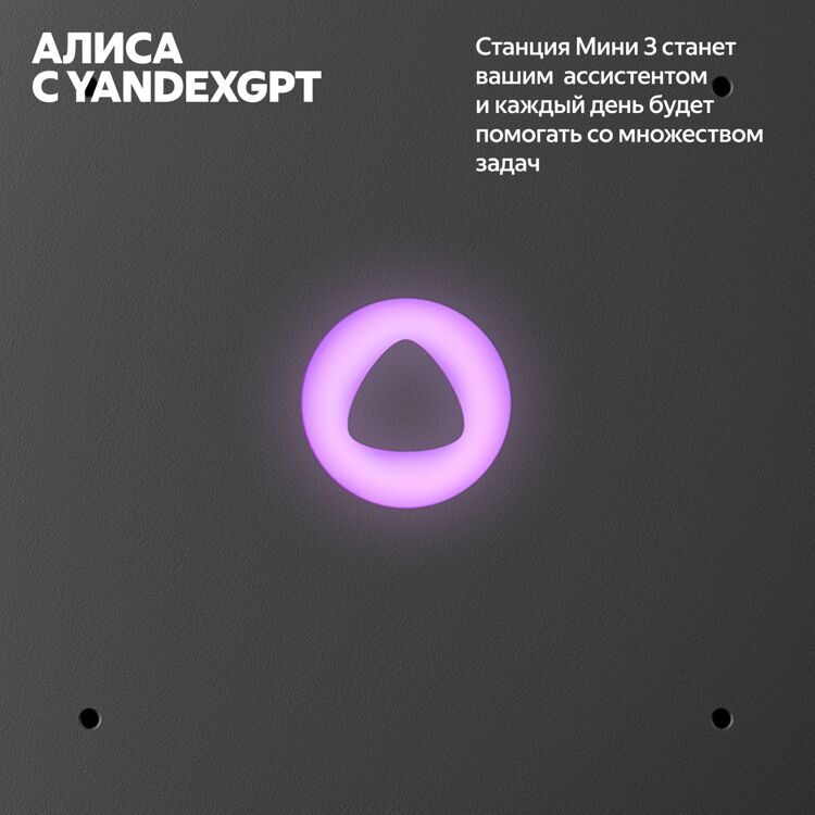Умная колонка «Яндекс.Станция Мини 3» с часами черная