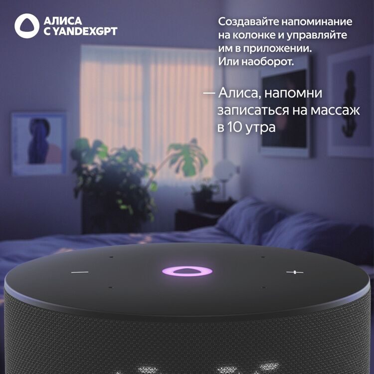 Умная колонка «Яндекс.Станция Мини 3» с часами черная